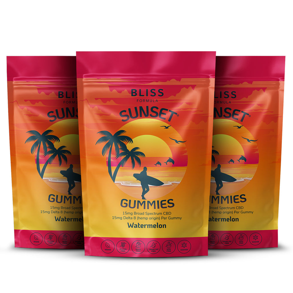 SUNSET® Gummies 15 Pack (225mg Broad Spectrum CBD + 225mg Delta 8)